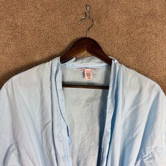 Victoria's Secret Kimono Robe Womens Medium Light Blue Belted Lightweight Cotton - Picture 4 of 11